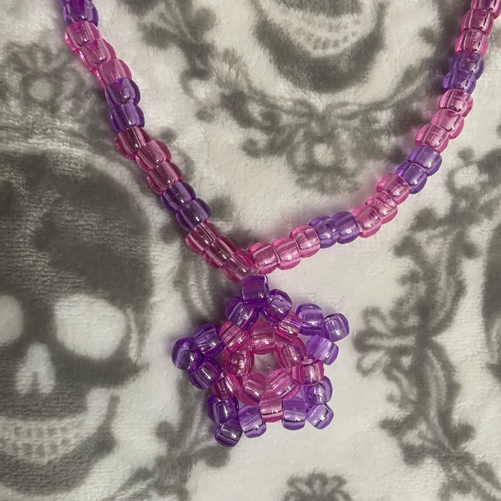 Pink and Purple Star Kandi Necklace
